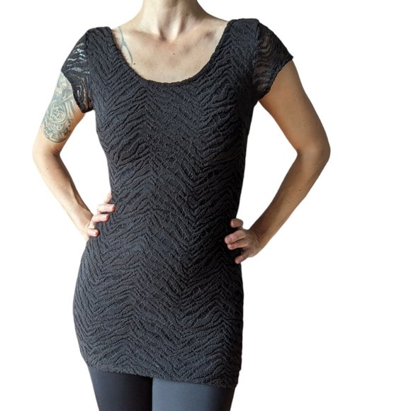 Shareen open back black zebra mesh bodycon dress - Picture 2 of 13